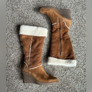 UGG Josyln fawn suede fleece lined wedge heel boots sz8